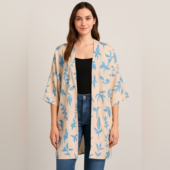 Lulus Flamingo Bird Tree 46” Long Cardigan Kimono - Picture 1 of 8